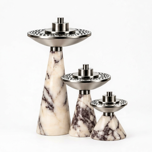 Luxury Home Fragrance Diffuser Set Featuring <b>Cone</b> Marble Stands Handmade Metal <b>Incense</b> Burner with Traditional Design for Decor - Product Image 1