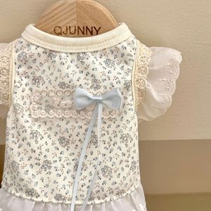 Vêtements pour chats et chiens Hi Kitty Puff, bleu floral, respirants et mignons, vêtements pour petits chiens Teddy et Bichon Frise - Product Image 5