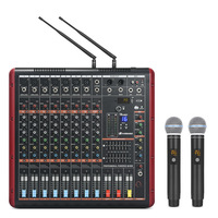 Mélangeur d'amplificateur de puissance Portable DK800 8CH avec microphone à 2 mains/microphone UHF sans fil