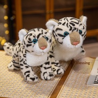 Peluche de Leopardo de las Nieves de Simulación, Juguete de Pulsera con Anillo, Relleno de Algodón PP, Regalo de Cumpleaños para Niños