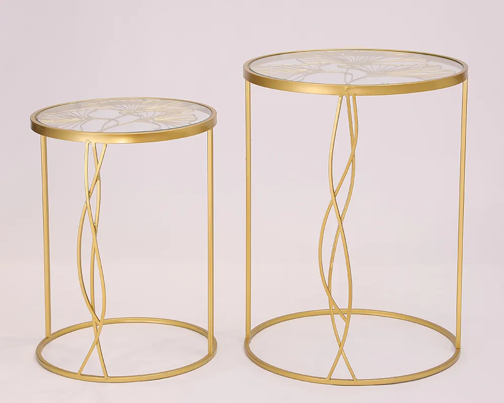 Transparente de vidro temperado mesa de café no topo da mesa redonda de metal
