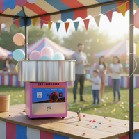 Machine à Barbe à Papa Commerciale 12V Automatique, Fonctionnant au Gaz et sur Batterie, Idéale pour la Maison, les Fêtes d'Anniversaire d'Enfants, les Familles et les Industries de Détail