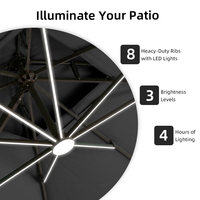 Sombrilla de Aluminio para Exteriores con Envío Rápido, Parasol con Poste de 9*12 Pies, Sombrilla Cantilever para Villa, Hotel, Piscina