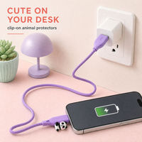 Kabel Data USB C Tipe C ke Tipe C dengan 8 Gaya Figurine Kartun Silikon Lepas Pasang, Kepang, dan Aksesoris yang Dapat Ditukar