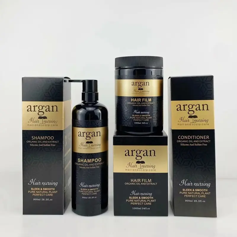 High Quality OEM Private Label Profession Salon Hotel Spa Organ oil Shampoo And Conditioner Hair Oil Mask Set Argan Oil