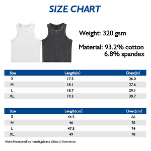 Ağır 320GSM kadın asit yıkama <span class=keywords><strong>tank</strong></span>ı üst rahat yelek o-boyun Slim Fit nefes örme pamuk Spandex Blend Vintage tarzı - Product Image 3