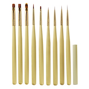 Wooden Handle <b>Nail</b> Art Brush Set Petite Round Oval Ombre Liner Crimped Ferrule with Lid Gel <b>Nail</b> Painting Decoration Brush - Product Image 5