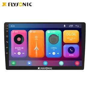 Flysonic-Radio con GPS para coche, reproductor multimedia con Android 10, doble Din, Universal, pantalla táctil IPS, vídeo, Streaming, DVD