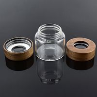 Pot en verre anti-accès enfant 5,25g/90ml/3oz, pot anti-odeur avec couvercle en bois, pots en verre pour le stockage alimentaire, emballage en verre