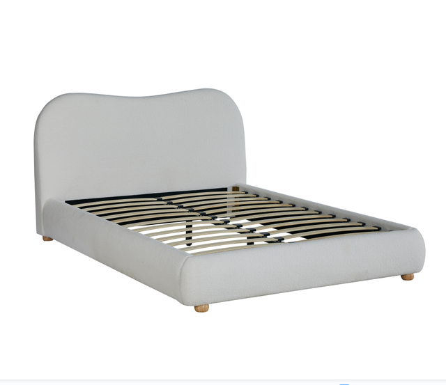 UKFR Best Selling Upholstered Boucle Fabric Plywood  Bed Frame  Popular Home Furniture Bedroom Double Size