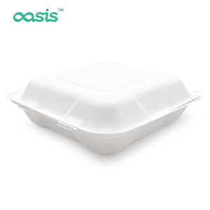 Çevre dostu küçük Bagasse biyobozunur kapaklı gıda kapları tek kullanımlık öğle yemeği kutuları - Product Image 3