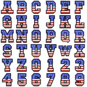Pingente de PVC macio para sapatos com letras de bandeira estrelado, bandeira dos EUA, pingente de alfabeto para presente de festa americana