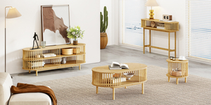 Nhà Máy Trực Tiếp Hiện Đại 2 Tier Đen Gỗ Vòng Bàn Cà Phê Với Mây Kệ - Product Image 6