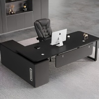 Ensemble de bureau et chaise de direction en forme de L, minimaliste et luxueux, résistant à l'usure et aux taches, pour bureau de PDG