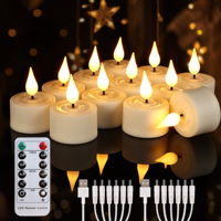 Velas LED Realistas sin Llama con Efecto de Parpadeo, Recargables por USB, con Control Remoto para Decoración de Eventos, Juego de 12