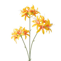 Fleur artificielle en soie de lys araignée à 3 têtes, nouveau style chinois, décoration douce pour cour, accessoire de photographie de style ancien, mariage, fête
