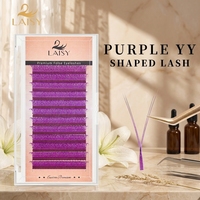 Extensiones de Pestañas Preformadas en Forma de YY, Color Morado Brillante, para Influencers, Festivales, Fiestas, Suministros de Maquillaje de Pestañas