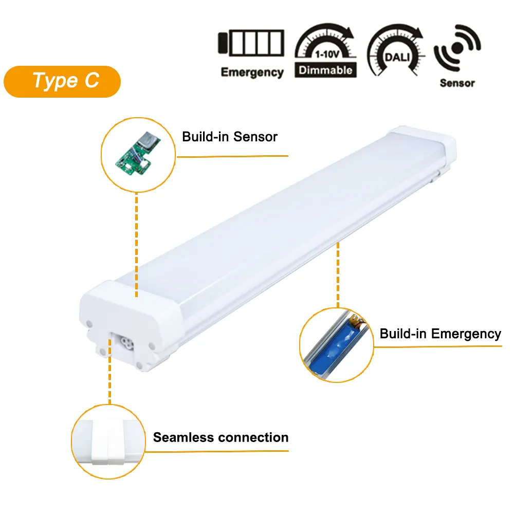 مصباح LED للطوارئ الاضواء الفاتحة IP65 مترو الانفاق 1500 مللي متر مصباح ليد 60W محطة مترو الصمام الثلاثي