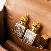 Flacon de parfum carré de 8 ml avec cadre doré, motif flamme, applicateur à bille, buse de pulvérisation, flacon de parfum rechargeable, flacon d'huile Attar