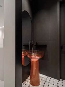 Chine production <span class=keywords><strong>en</strong></span> usine Nouveau Design Transparent Bleu 100% Pur Acrylique Pierre Artificielle Lavabo - Product Image 5