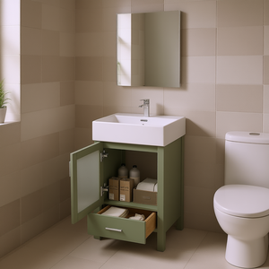 <b>Bathroom</b> Vanity 20 Inch Ceramic <b>Sink</b> Ample Storage Floor Standing Modern Design <b>Small</b> <b>Bathrooms</b> - Product Image 2