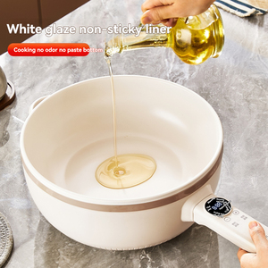 Wok Eléctrico de Gran Capacidad de 5L con Control Digital, Olla Interior de Cerámica Esmaltada, Fácil de Usar, Tapa de Vidrio Templado, 1350W, para el Hogar - Product Image 2