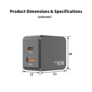 شاحن حائط سريع بقوة 45 واط مع منفذين من تقنية GaN ومقاوم للحريق للهواتف المحمولة والساعات الذكية، منتجات ذكية وإكسسوارات هواتف رائجة - Product Image 3