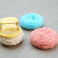 Boules à récurer en maille de nylon PP anti-rayures, lot de 3, réutilisables, pour nettoyer la graisse des casseroles, poêles antiadhésives et vaisselle domestique