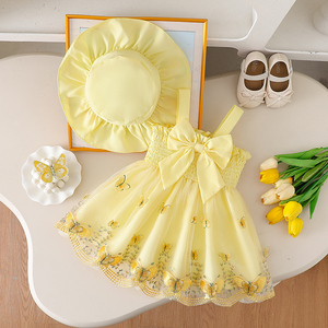 Abbigliamento Personalizzato per Bambini, <span class=keywords><strong>Vestito</strong></span> Estivo con Fiocco per Bambina, Abito in Tulle con Farfalle, <span class=keywords><strong>Vestito</strong></span> per Bambine per Europa e Stati Uniti - Product Image 1