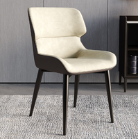 Chaise de salle à manger nordique moderne à dossier haut avec structure en fer et revêtement en similicuir pour cuisine, maison et hôtel - Conception stable et durable