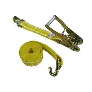 High Quality 1.5" yellow Ratchet Doukle with Double J Hook for Cargo Control