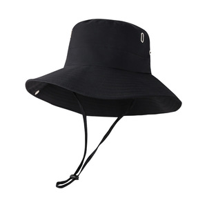 Summer Outdoor Sun Hat Wide Brim Breathable Drawstring Camping Hiking Solid Color Adult Unisex Sports Cap - Product Image 3
