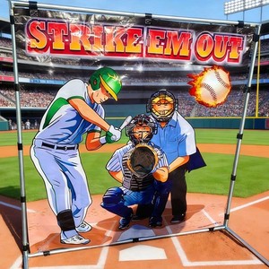Productos de alquiler para parques de atracciones y carnavales: Juego de lanzamiento de béisbol con marco, estilo 'Strike Em Out', para fiestas de feria y eventos deportivos interactivos. - Product Image 5
