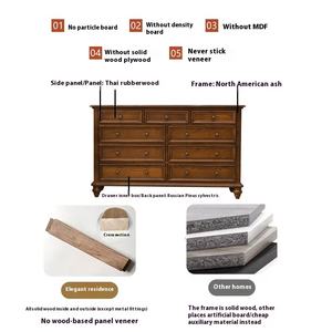 Armoire moderne vintage américaine à cinq tiroirs <span class=keywords><strong>en</strong></span> bois massif pour chambre à coucher Armoire à sept tiroirs pour le salon Rangement à neuf tiroirs - Product Image 4