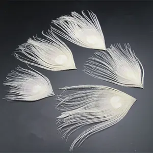 10 pièces/<span class=keywords><strong>lot</strong></span> teint blanc plume <span class=keywords><strong>de</strong></span> paon artisanat 10-15CM 4-6 "fabrication <span class=keywords><strong>de</strong></span> bijoux boucles d'oreilles création décor Xywae marque - Product Image 2