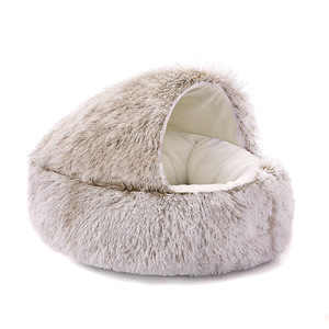Universelles Winter-Warmes Halbgeschlossenes Katzenbett, Modische Einfarbige Plüsch-Filz-Matratze, Weiches Nest für Katzen und Hunde - Product Image 1