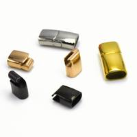 Vente en gros de fermoirs en acier inoxydable avec logo personnalisé pour bracelets plats en cuir fermoir à graver pour bijoux