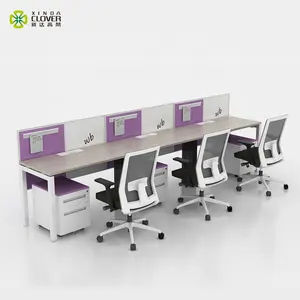 Commercial Furniture Factory Metal Frame Office Table Modern 3 People Desk