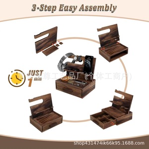Wooden phone stand, simple and multi-functional watch, <b>glasses</b>, and key storage <b>rack</b>, lazy stand, wooden phone base - Product Image 5