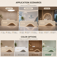 Bureau de réception moderne en MDF personnalisé pour salon de beauté, hôtel, avec éclairage LED, design pliable, armoire de rangement pour l'école et l'hôpital
