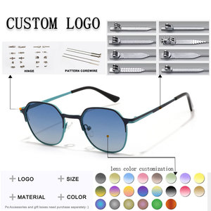 Geometric Polarized <b>Sunglasses</b> Stainless Frame Blue Gradient Lenses UV400 Fashion Shades for Driving Outdoor - Product Image 3