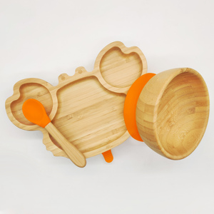 Usine Écologique Mignon Crabe Animal Conception Bambou Bébé Alimentation Ensemble Comprend <span class=keywords><strong>Vaisselle</strong></span> Assiette pour Enfants Enfants À Manger <span class=keywords><strong>Vaisselle</strong></span> - Product Image 1