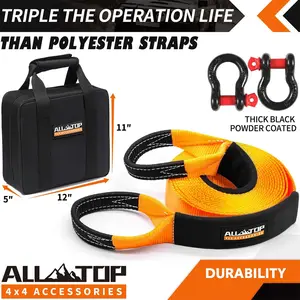 ALL-TOP Heavy Duty Tow Strap Recovery Strap Kit