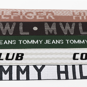 Biểu tượng tùy chỉnh Jacquard vải đàn hồi dệt Polyester dây với PP Polypropylene băng sọc thiết kế trong màu trắng và đen 5 mét - Product Image 3