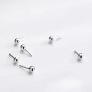 S925 Sterling silver Ball Post Stud Earring Open Hoop for DIY Earring Making