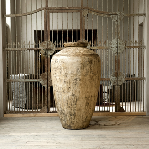 <b>Modern</b> Terra Cotta Floating <b>Shelf</b> Storage Jar Large Grain Farmhouse Decorative Vessel Bookcase for Living Room Bedroom - Product Image 1