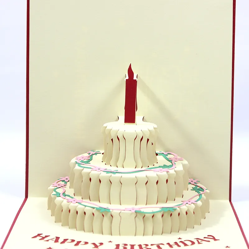 HXD birthday card warm LED light happy birthday card with music laser cut happy birthday greeting card 3D pop up