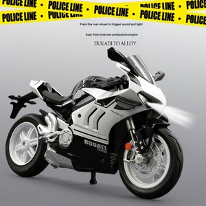 Modelo de Motocicleta de Aleación a Escala 1/10 en Blanco y Negro, con Sonido, Luces y Amortiguadores, Juguete de Metal Fundido a Presión, Regalo Unisex para Mayores de 5 Años, con Botón - Product Image 5