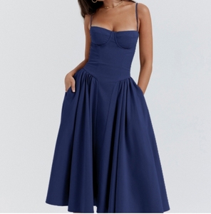 Vestidos Casuales de Verano al Por Mayor, Estilo Francés Vintage, con <span class=keywords><strong>Tirantes</strong></span>, Elegantes, Retro, Moda Europea y Americana, con Spandex - Product Image 3