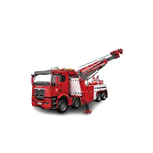 MOULD KING 17027 RC電動消防救助トラッククレーンおもちゃアセンブリハイテク車モデルビルディングブロックレンガキッズ